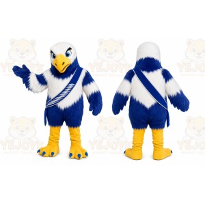 Blue Eagle Mascot Costume with Custom Logo