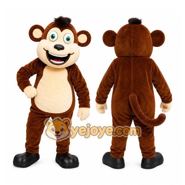 Brown Monkey Mascot Costume with Custom Logo