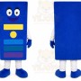 Blue Block Mascot Costume with Custom Logo