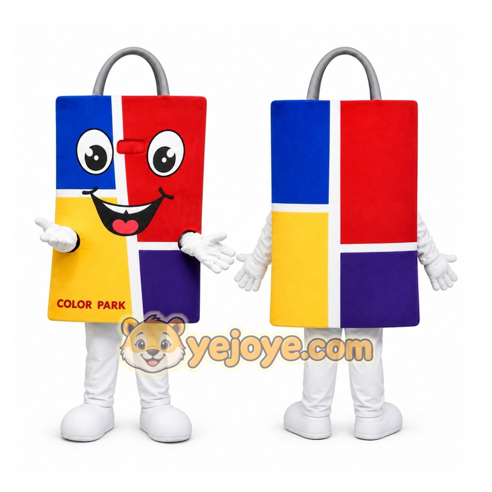 Blue Block Mascot Costume with Custom Logo Blue Block Mascot Costume with Custom Logo