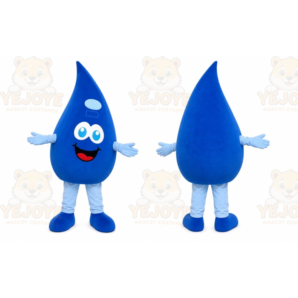 Blue Drop Mascot Costume with Custom Logo