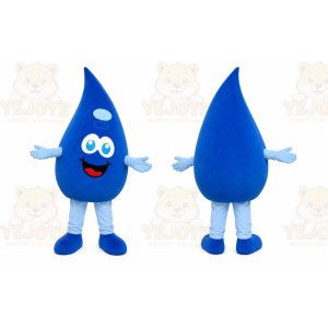 Blue Drop Mascot Costume with Custom Logo