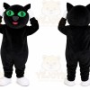 Black Cat Mascot Costume with Custom Logo