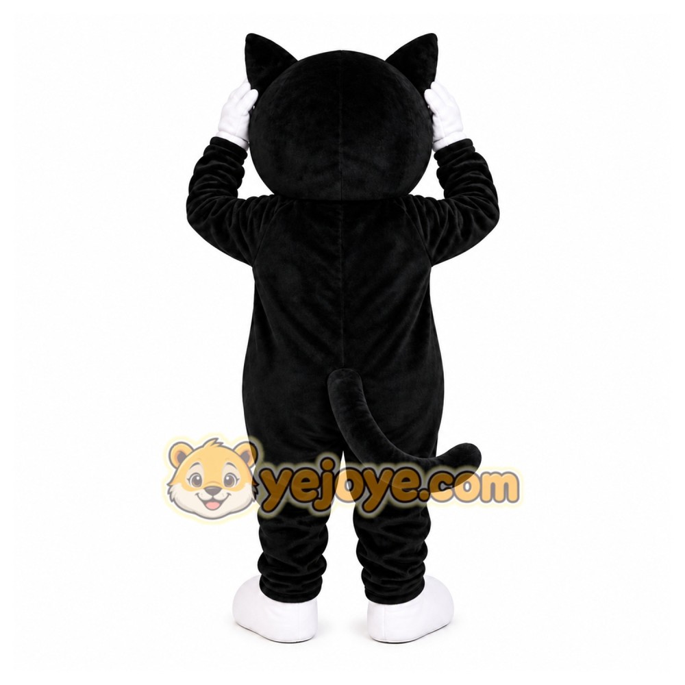 Black Cat Mascot Costume with Custom Logo Black Cat Mascot Costume with Custom Logo