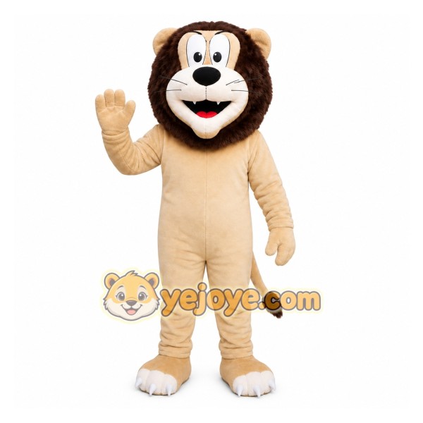 Brown Lion Mascot Costume with Custom Logo