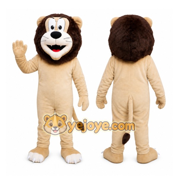 Brown Lion Mascot Costume with Custom Logo