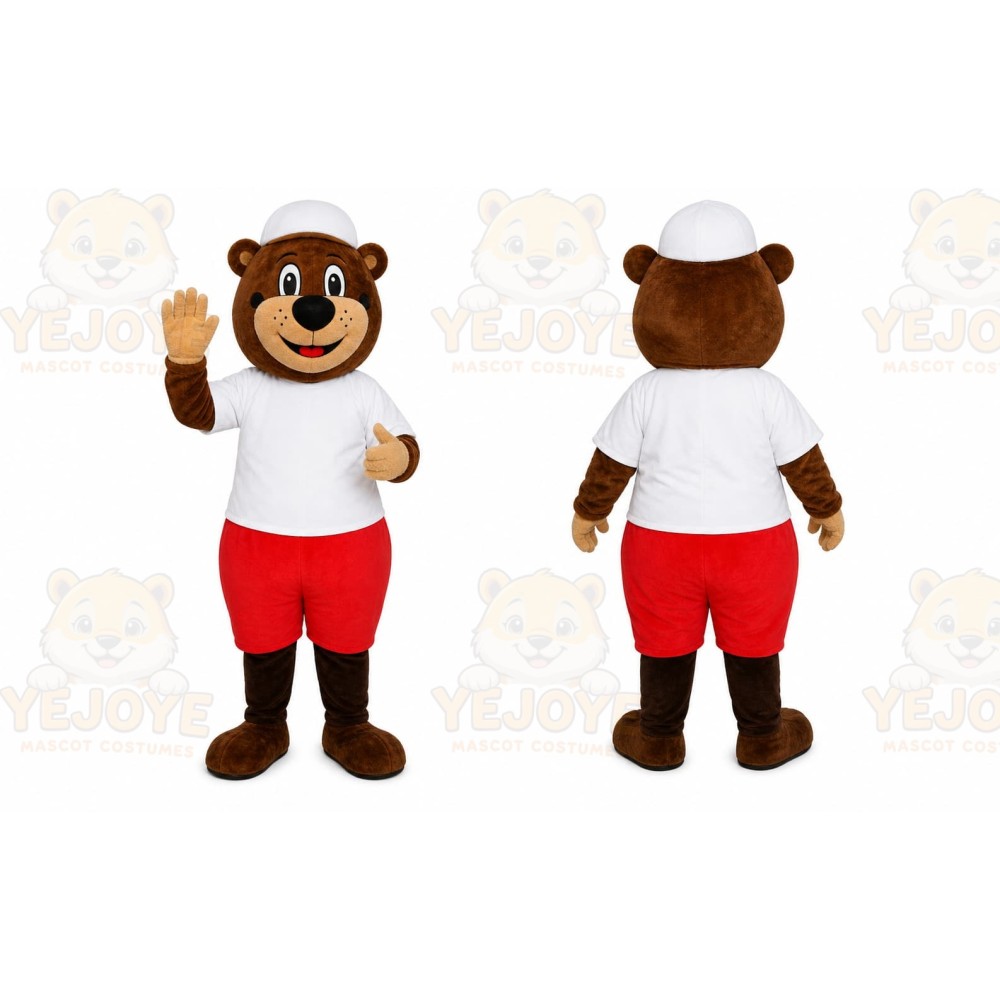 Brown Bear Mascot Costume with Custom Logo