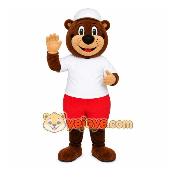 Brown Bear Mascot Costume with Custom Logo