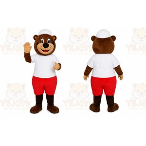 Brown Bear Mascot Costume with Custom Logo