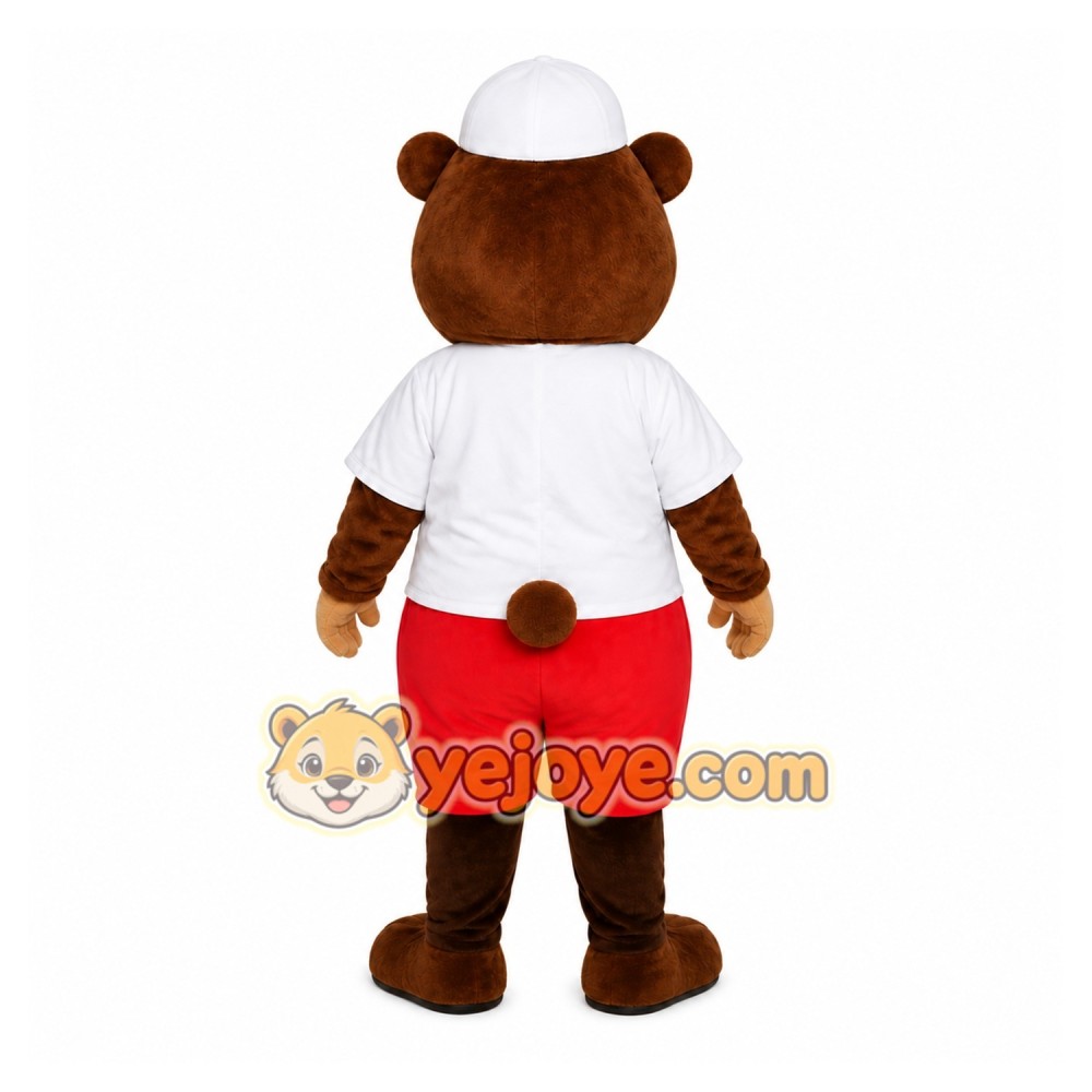 Brown Bear Mascot Costume with Custom Logo