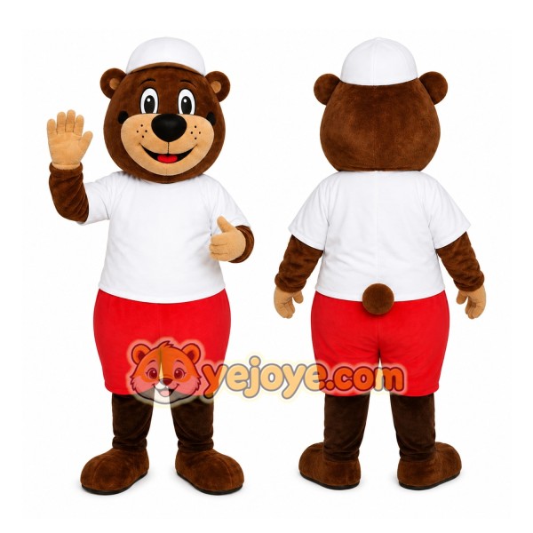 Brown Bear Mascot Costume with Custom Logo