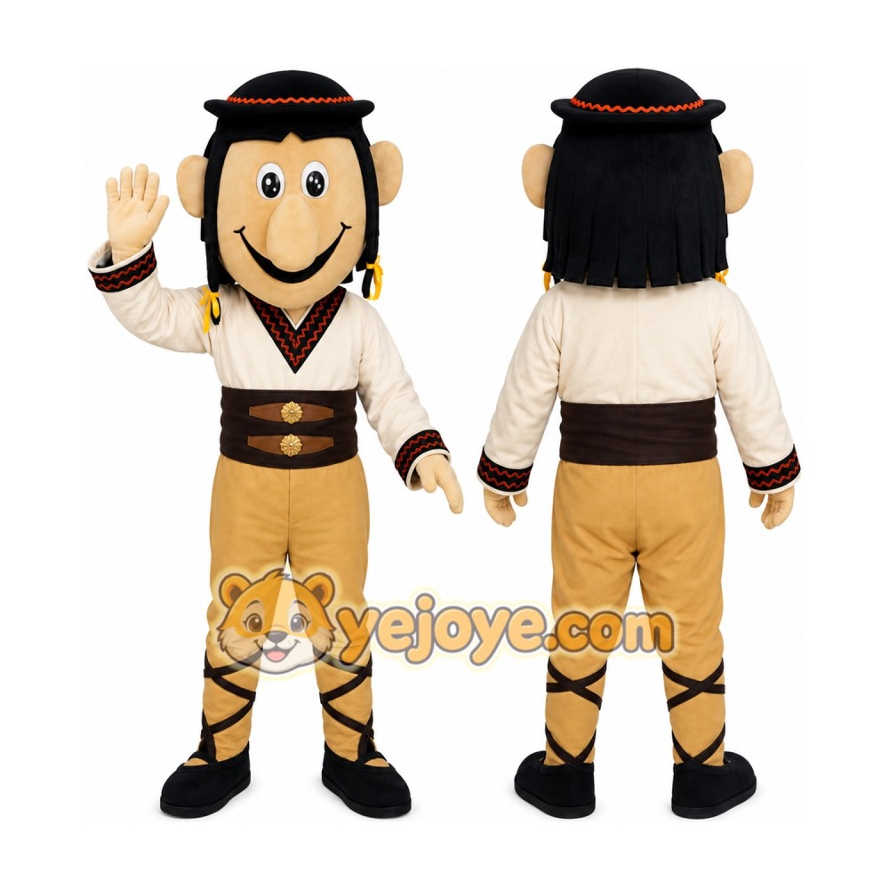 Brown Warrior Mascot Costume with Custom Logo Brown Warrior Mascot Costume with Custom Logo