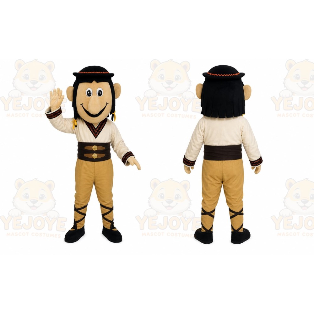 Brown Warrior Mascot Costume with Custom Logo