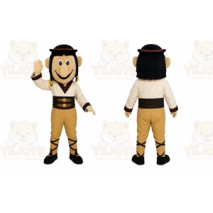 Brown Warrior Mascot Costume with Custom Logo