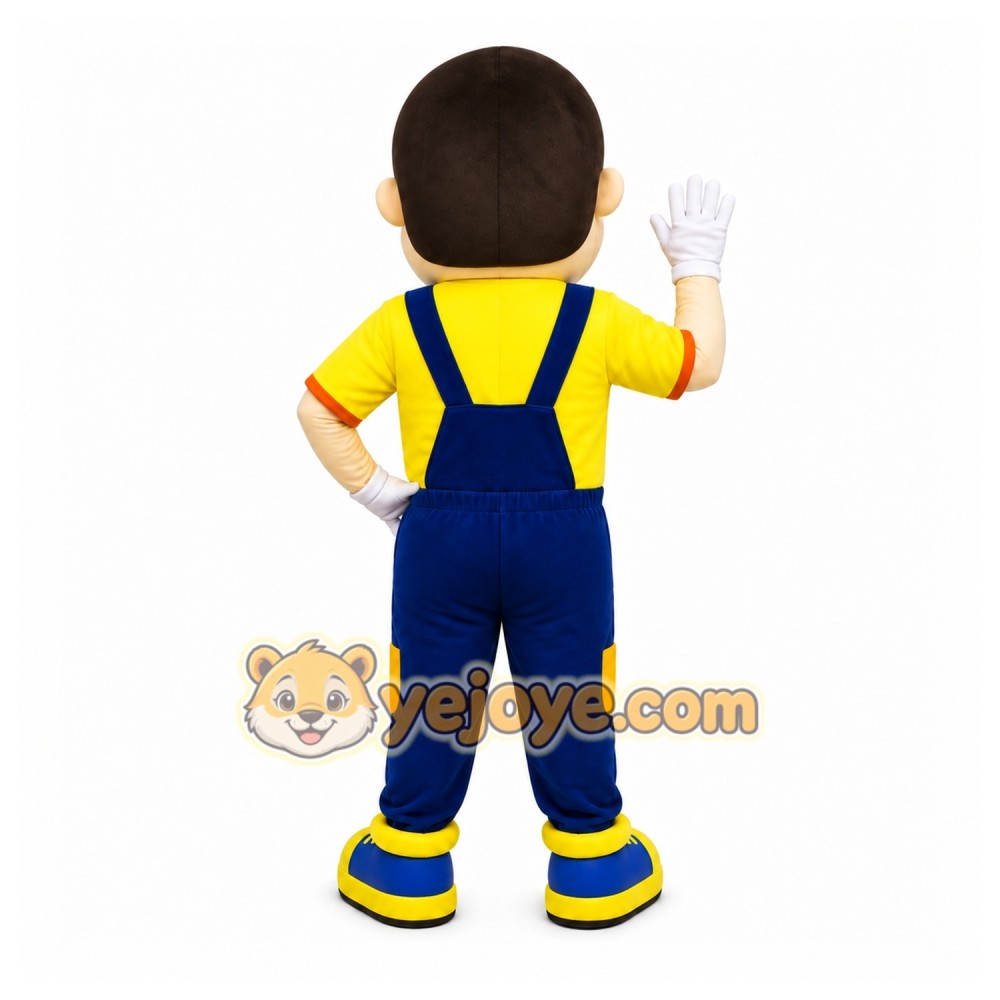 Yellow Boy Mascot Costume with Custom Logo Yellow Boy Mascot Costume with Custom Logo