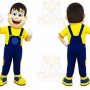 Yellow Boy Mascot Costume with Custom Logo
