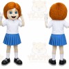 Orange Girl Mascot Costume with Custom Logo
