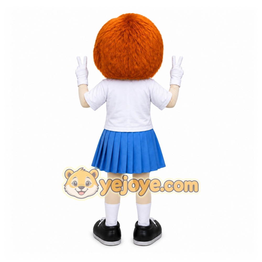 Orange Girl Mascot Costume with Custom Logo