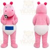Pink Hippo Mascot Costume with Custom Logo
