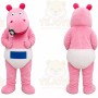 Pink Hippo Mascot Costume with Custom Logo