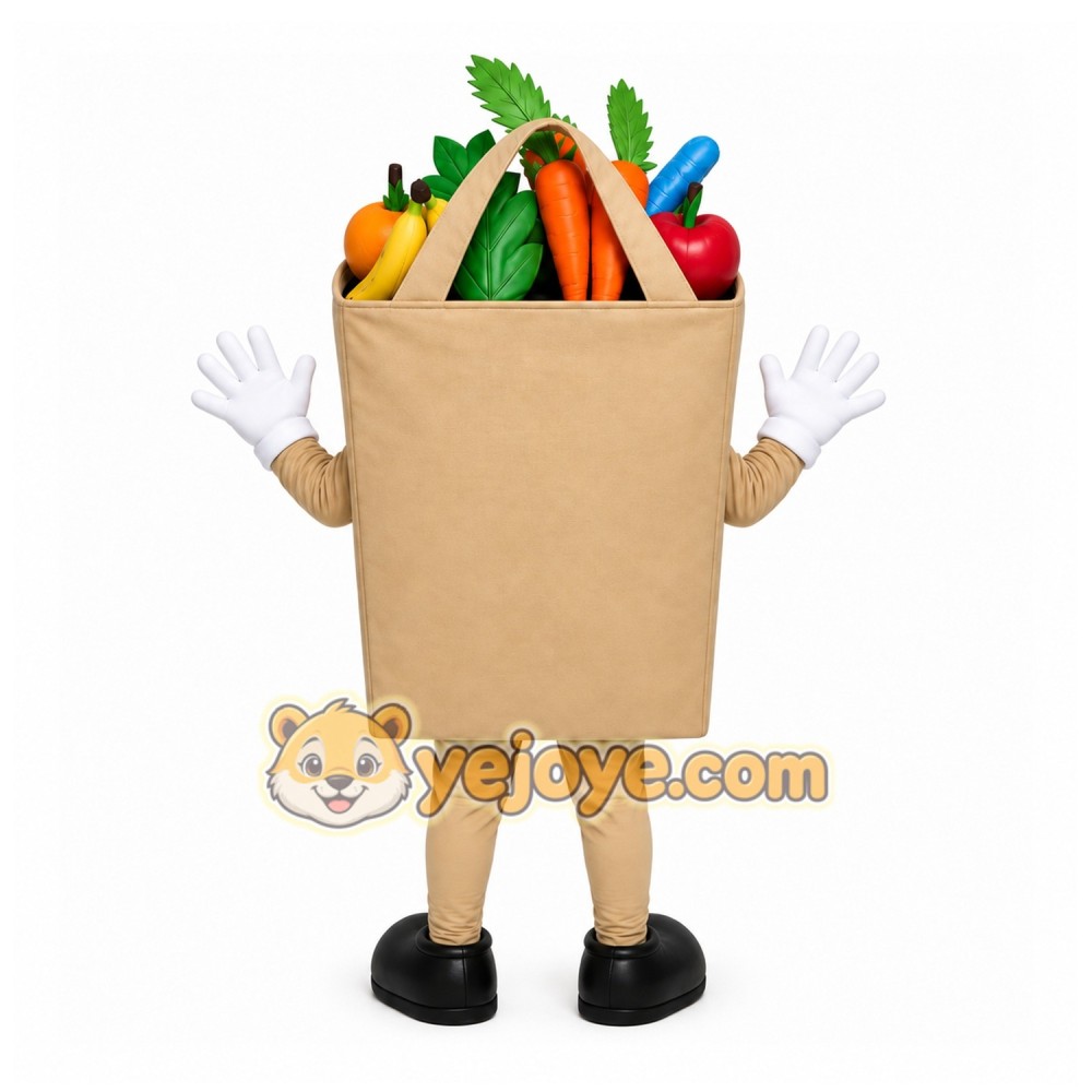 Tan Basket Mascot Costume with Custom Logo Tan Basket Mascot Costume with Custom Logo