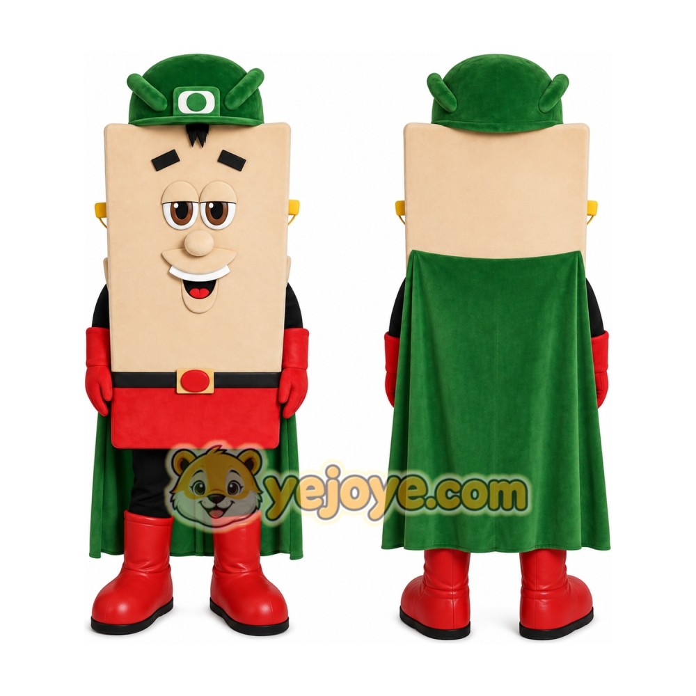 Green Superhero Mascot Costume with Custom Logo Green Superhero Mascot Costume with Custom Logo