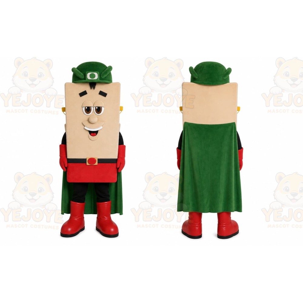 Green Superhero Mascot Costume with Custom Logo