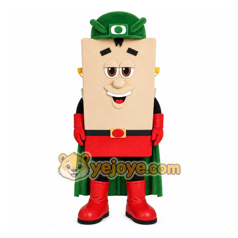 Green Superhero Mascot Costume with Custom Logo Green Superhero Mascot Costume with Custom Logo