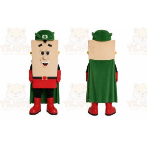 Green Superhero Mascot Costume with Custom Logo
