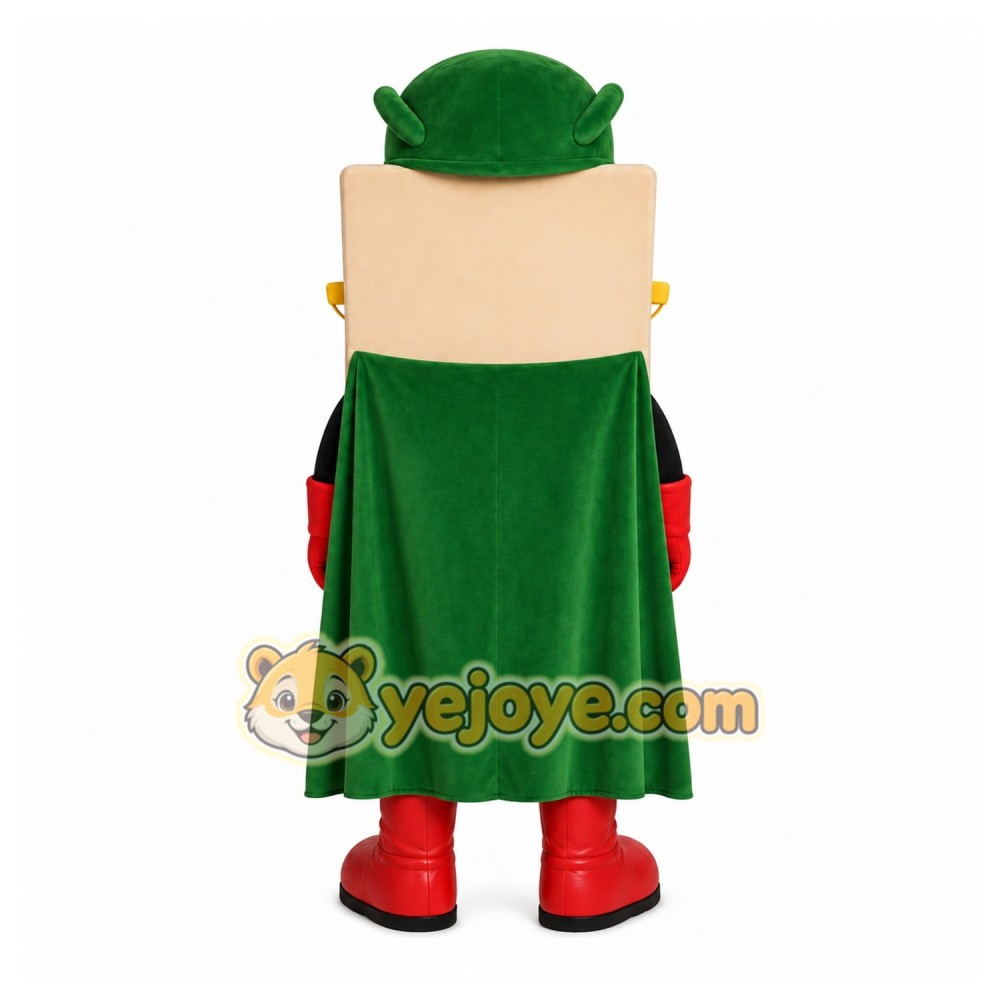 Green Superhero Mascot Costume with Custom Logo Green Superhero Mascot Costume with Custom Logo