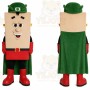 Green Superhero Mascot Costume with Custom Logo