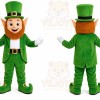 Green Leprechaun Mascot Costume with Custom Logo