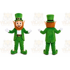 Green Leprechaun Mascot Costume with Custom Logo