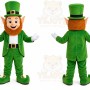 Green Leprechaun Mascot Costume with Custom Logo