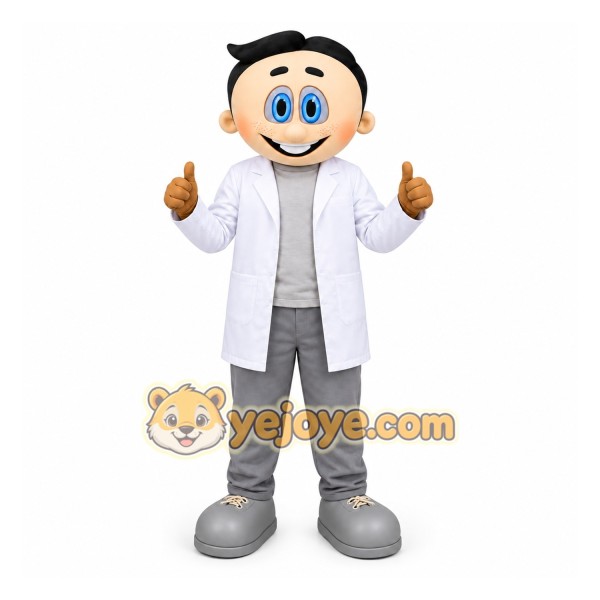 White Man Mascot Costume with Custom Logo