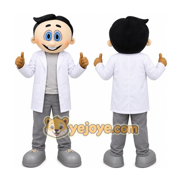 White Man Mascot Costume with Custom Logo