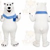 White Bear Mascot Costume with Custom Logo