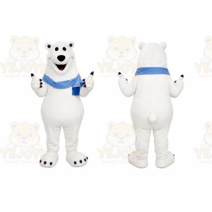 White Bear Mascot Costume with Custom Logo