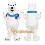White Bear Mascot Costume with Custom Logo