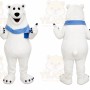 White Bear Mascot Costume with Custom Logo