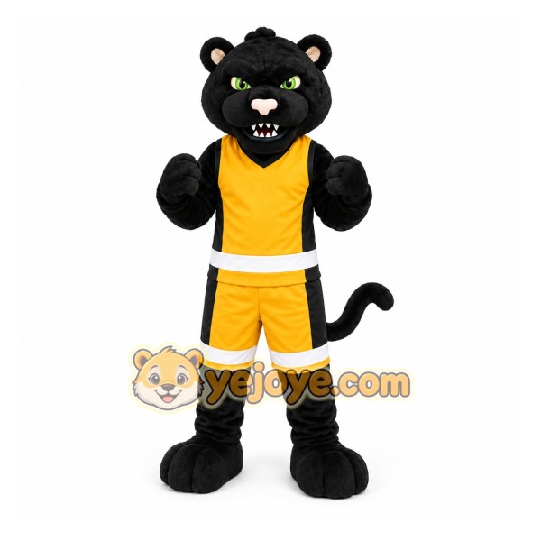 Black Panther Mascot Costume with Custom Logo