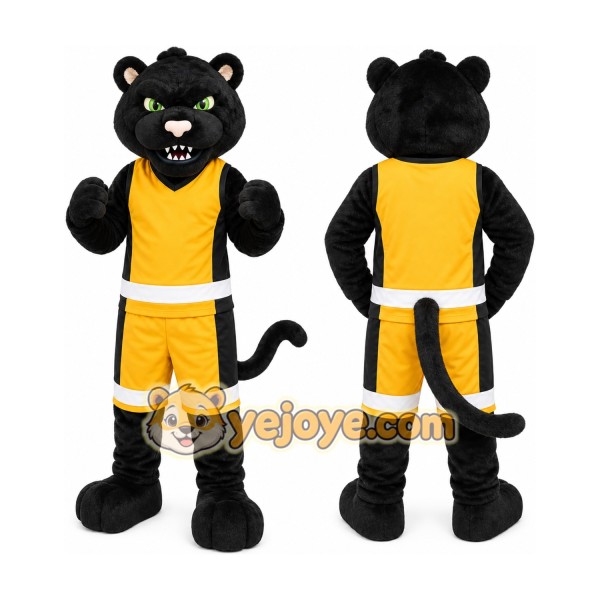 Black Panther Mascot Costume with Custom Logo