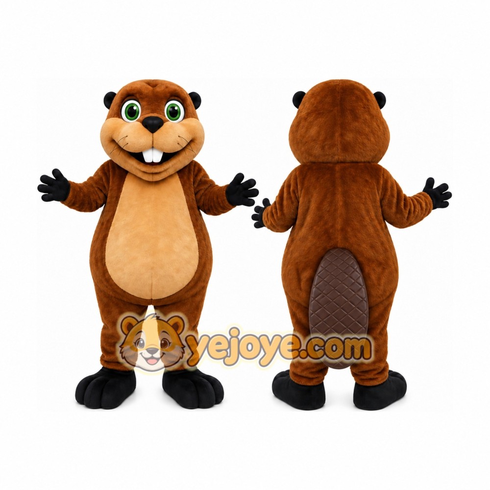 Brown Beaver Mascot Costume with Custom Logo