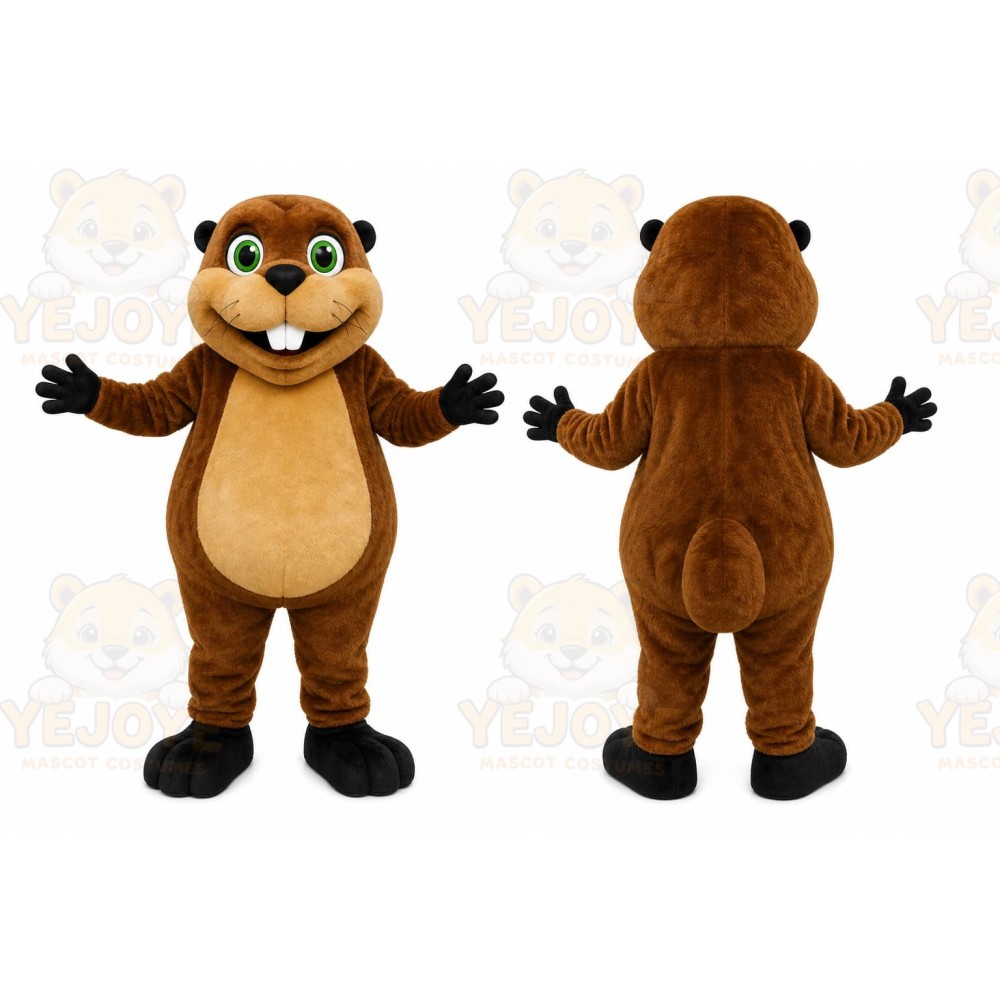 Brown Beaver Mascot Costume with Custom Logo