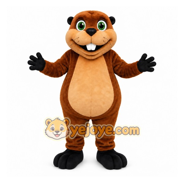 Brown Beaver Mascot Costume with Custom Logo
