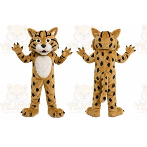 Brown Tiger Mascot Costume with Custom Logo