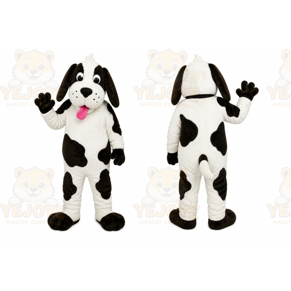 White Dog Mascot Costume with Custom Logo