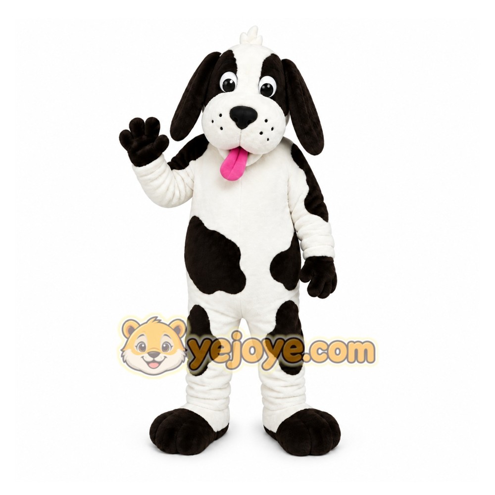 White Dog Mascot Costume with Custom Logo