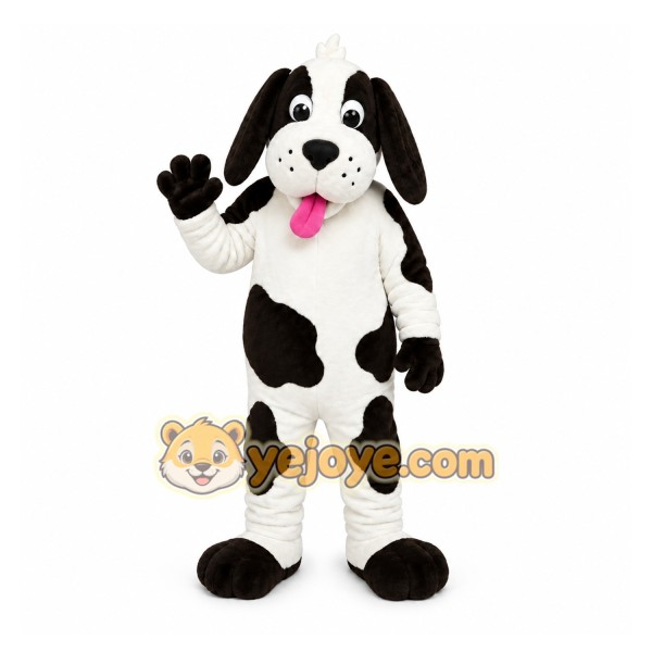 White Dog Mascot Costume with Custom Logo White Dog Mascot Costume with Custom Logo