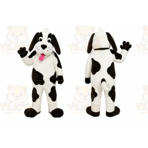 White Dog Mascot Costume with Custom Logo